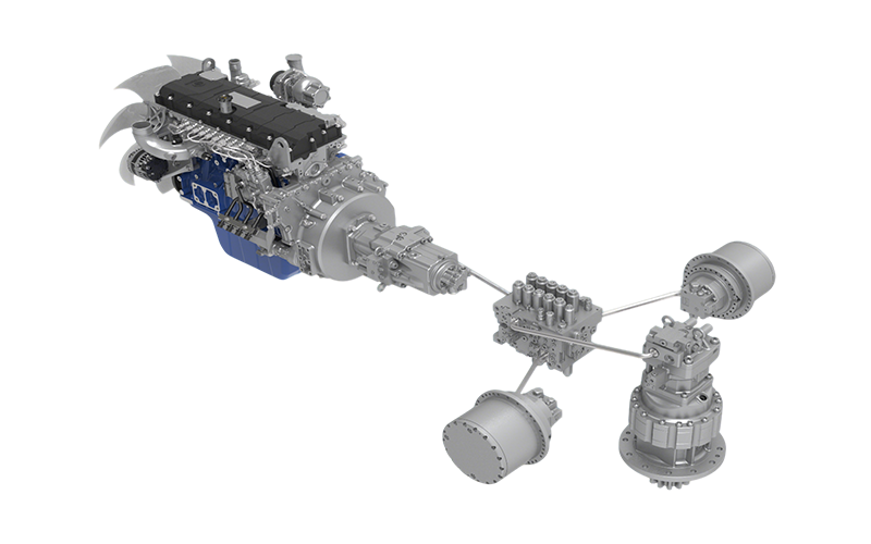 Groupe motopropulseur pour pelle hydraulique